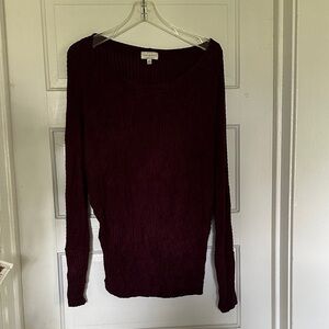 Lucky Brand Ribbed Crewneck Sweater in Deep Plum
